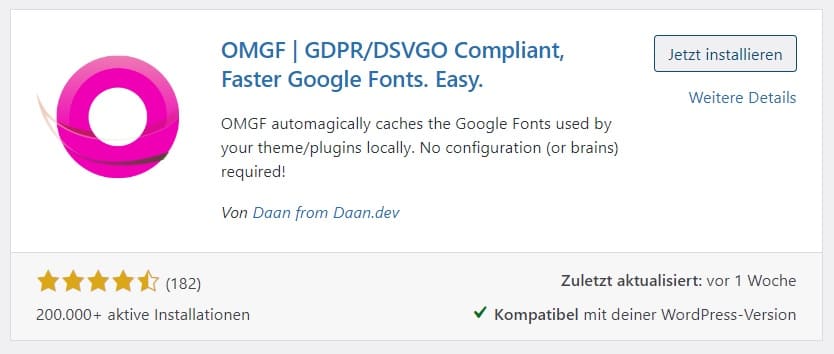omgf Google Fonts WordPress Plugin
